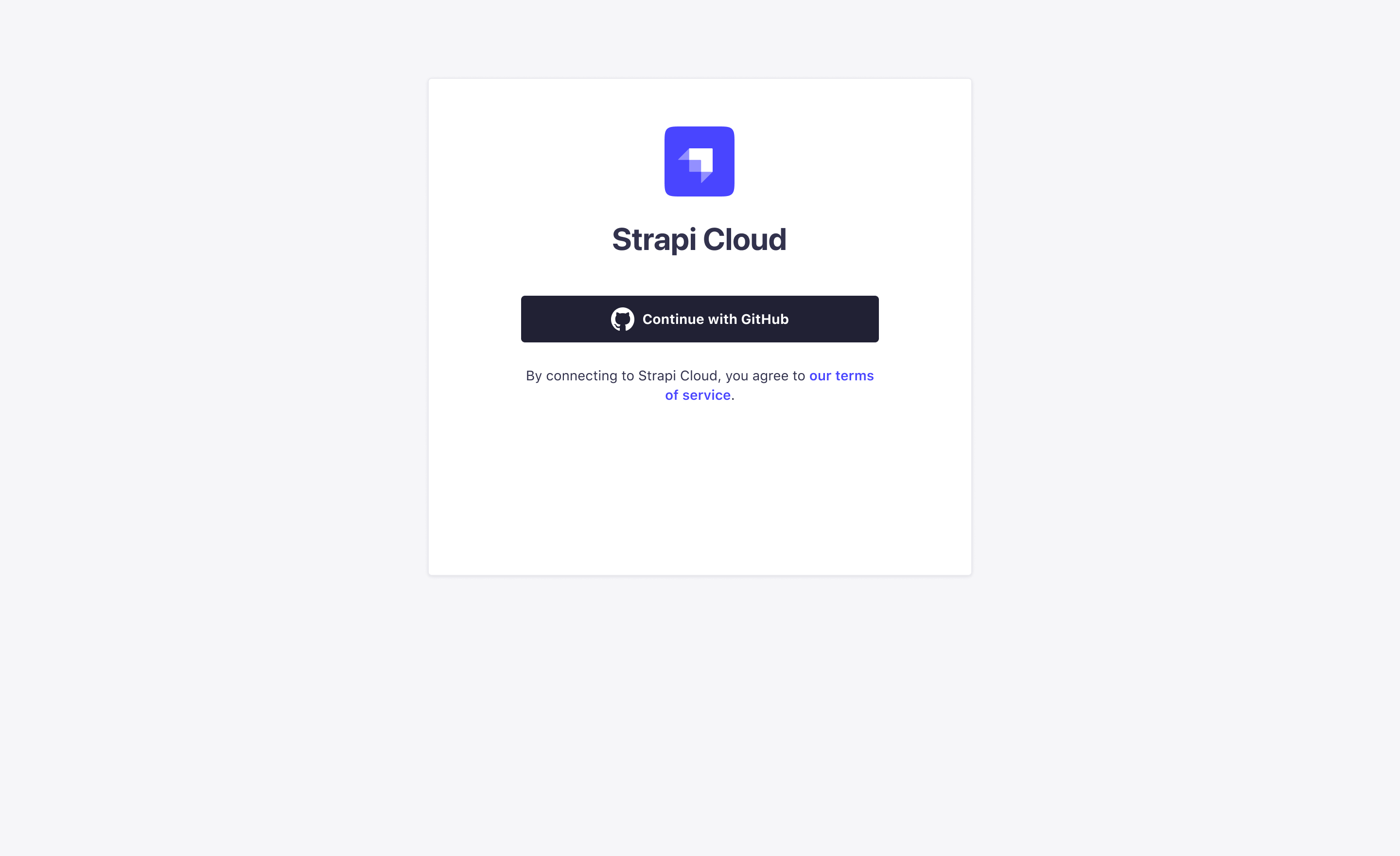 Strapi Cloud login page